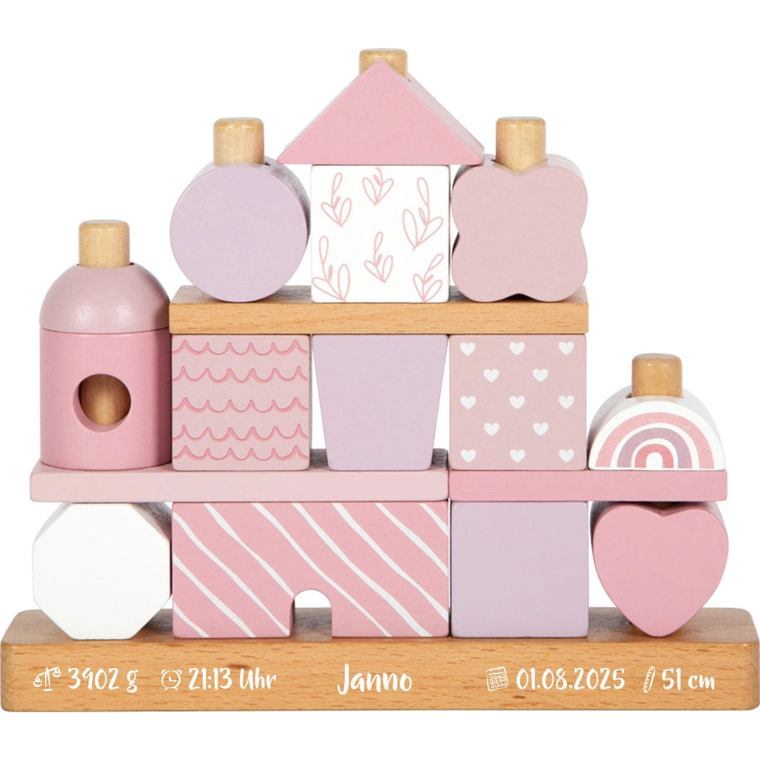 Personalized pink stacking house for a newborn | small foot by Schmatzepuffer