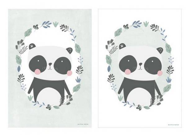 Affiche A3 Panda « impression recto verso » menthe | Little Dutch