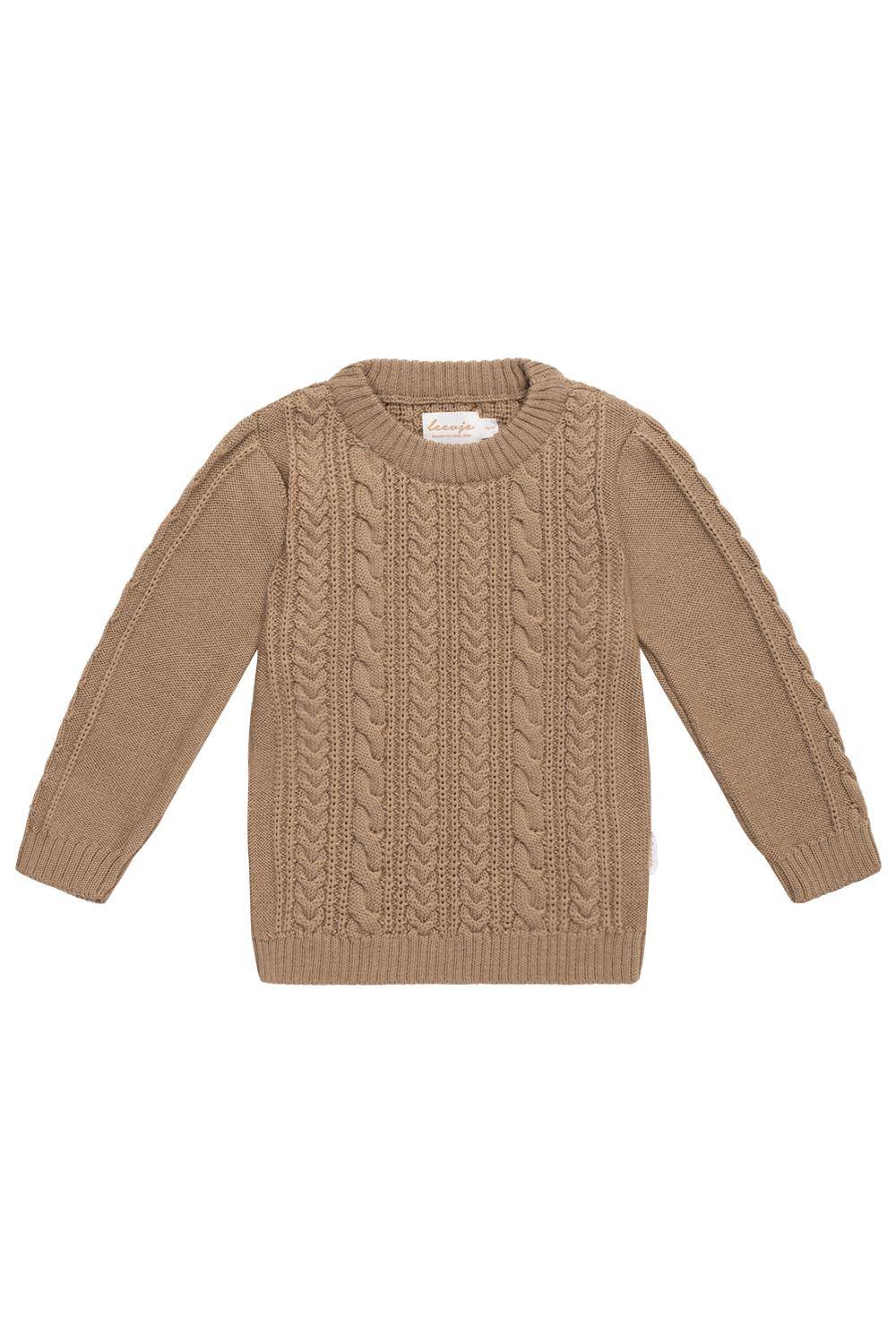 Pull en maille « Noyer » beige, taille 98-104 | Leevje