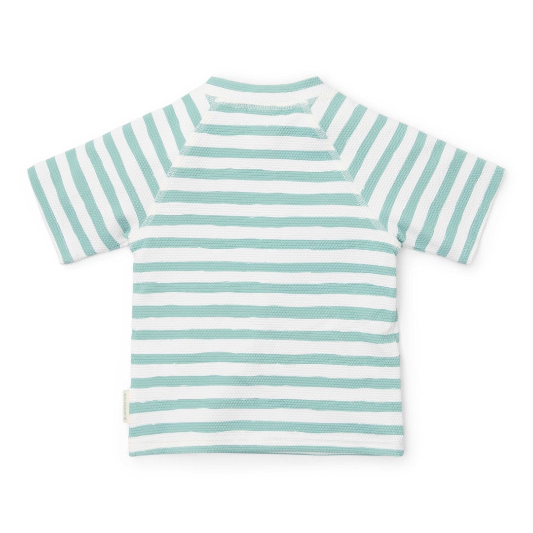 Kurzärmeliges Schwimmshirt Stripes Surf Blue | Little Dutch