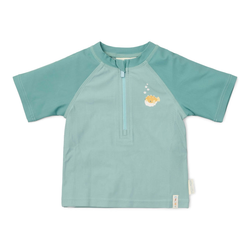 Kurzärmeliges Schwimmshirt Seashells Surf Blue | Little Dutch