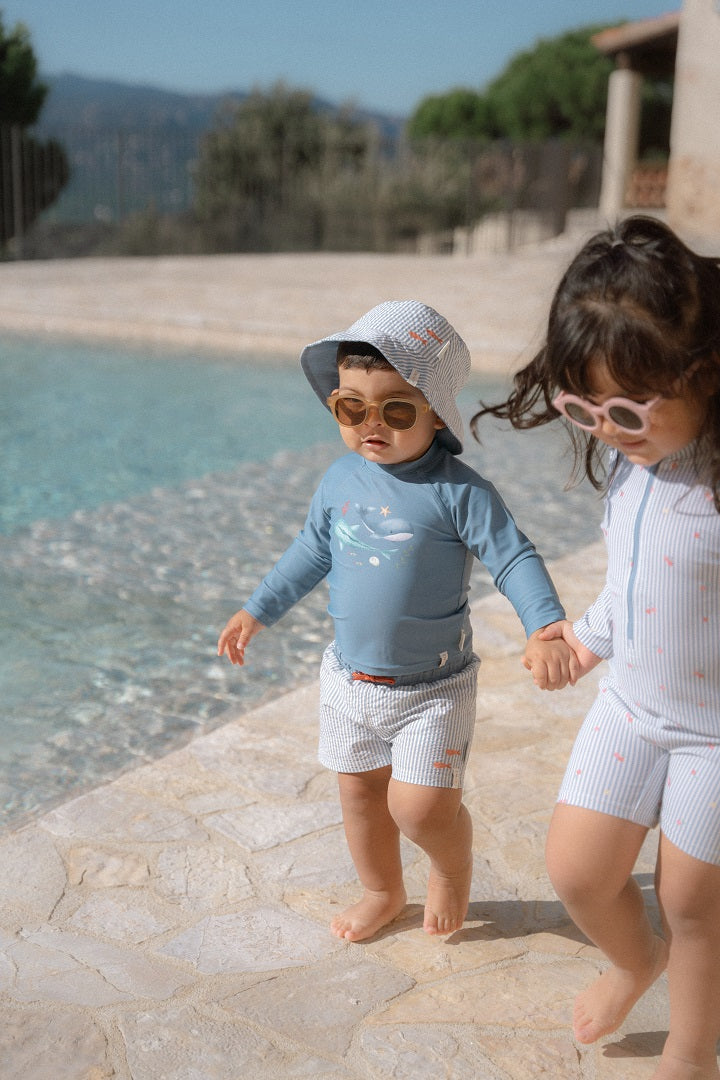 Long-sleeved swim shirt Ocean Blue | Little Dutch