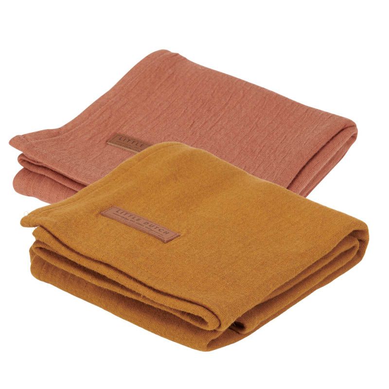 Lange en mousseline 70 x 70 cm ocre | Little Dutch