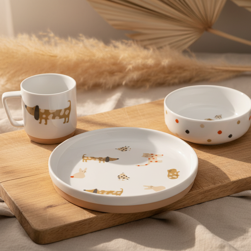 Kindergeschirr Set Porzellan - Little Mateys - Spicy orange | Lässig