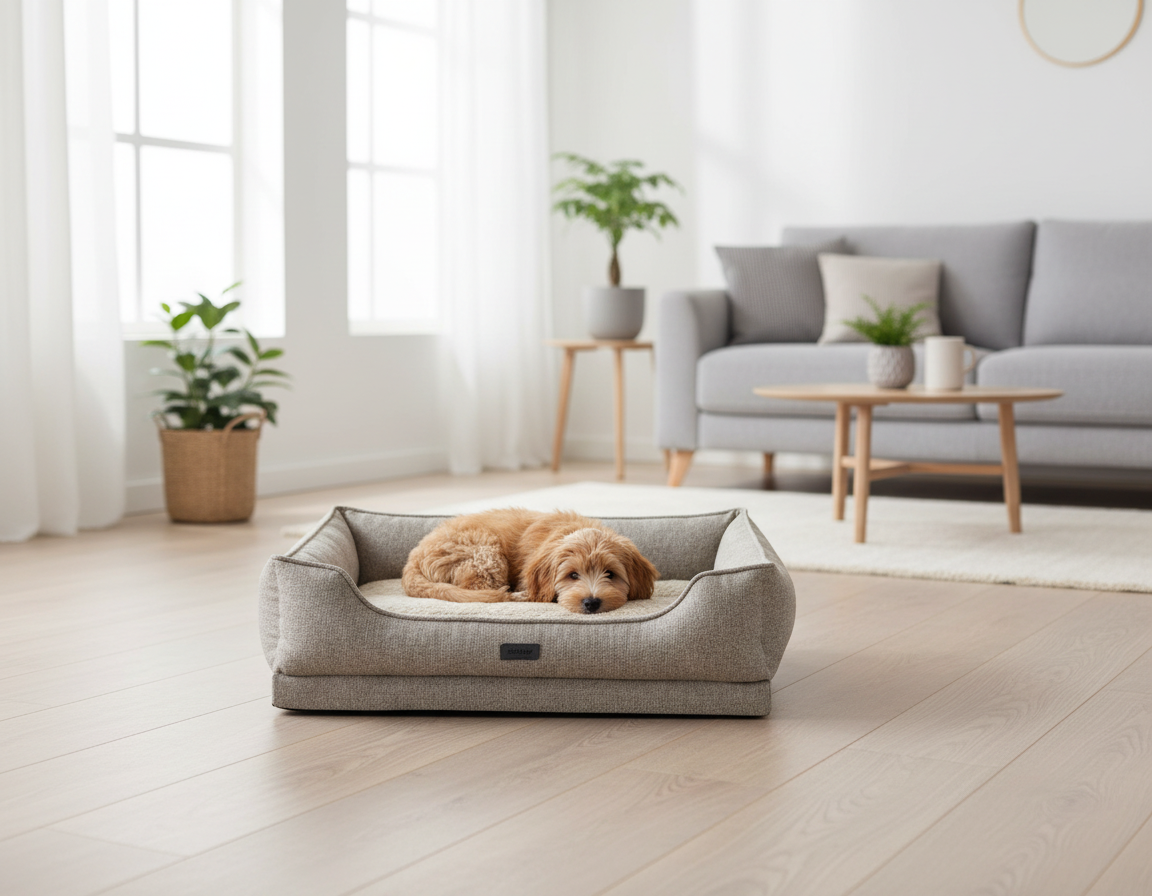 Orthopädisches Hunde-Komfortbett eckig "CALBU" beige Größe L | Nobby