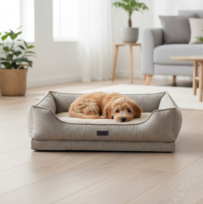 Orthopädisches Hunde-Komfortbett eckig "CALBU" beige Größe XL| Nobby