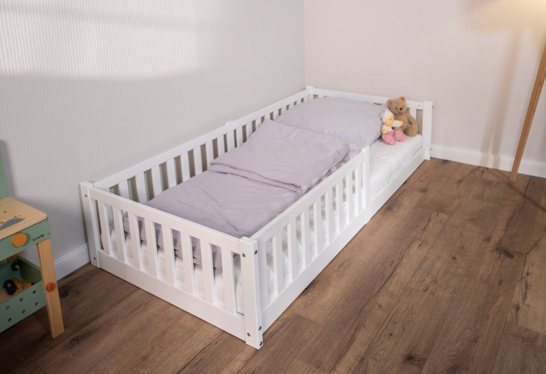 Floor bed / house bed ENNO 90x200 cm beech white incl. optional roof | tiSsi®