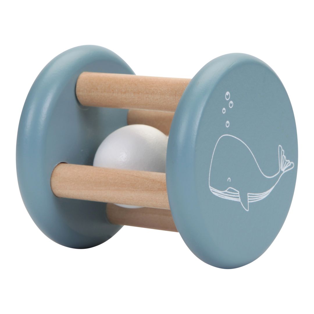Hochet roulant en bois bleu
