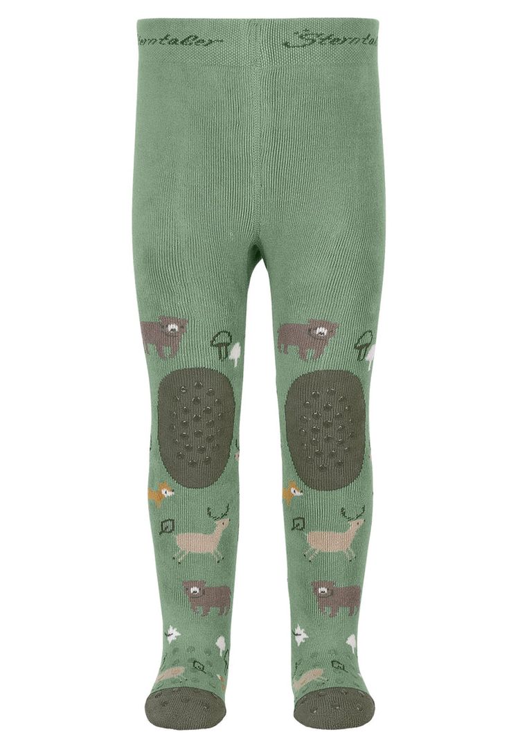 Krabbelstrumpfhose Waldtiere Gr. 80 steingrün | Sterntaler