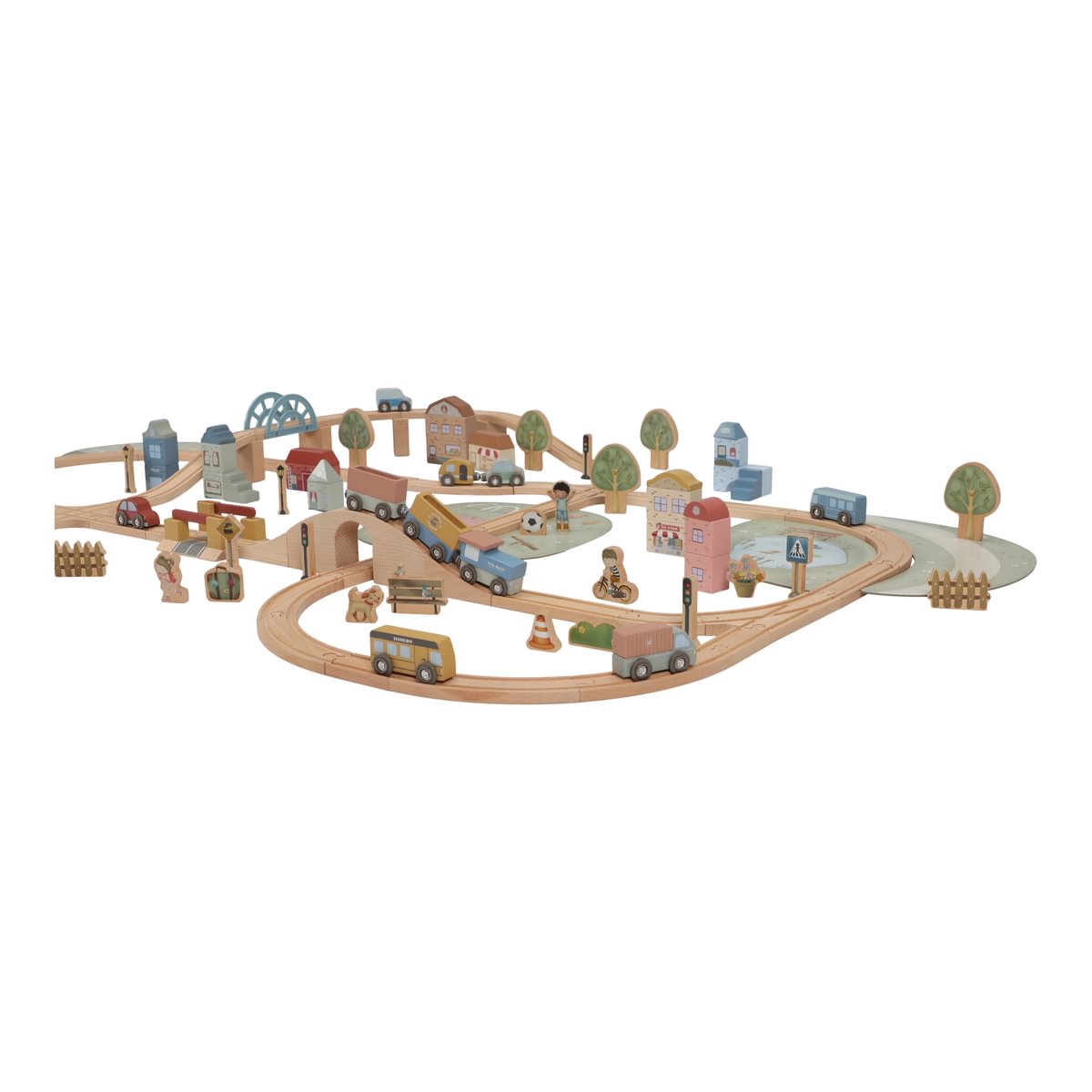 Großes Holzeisenbahn Set XL aus Holz – 113 Teile | Schmatzepuffer