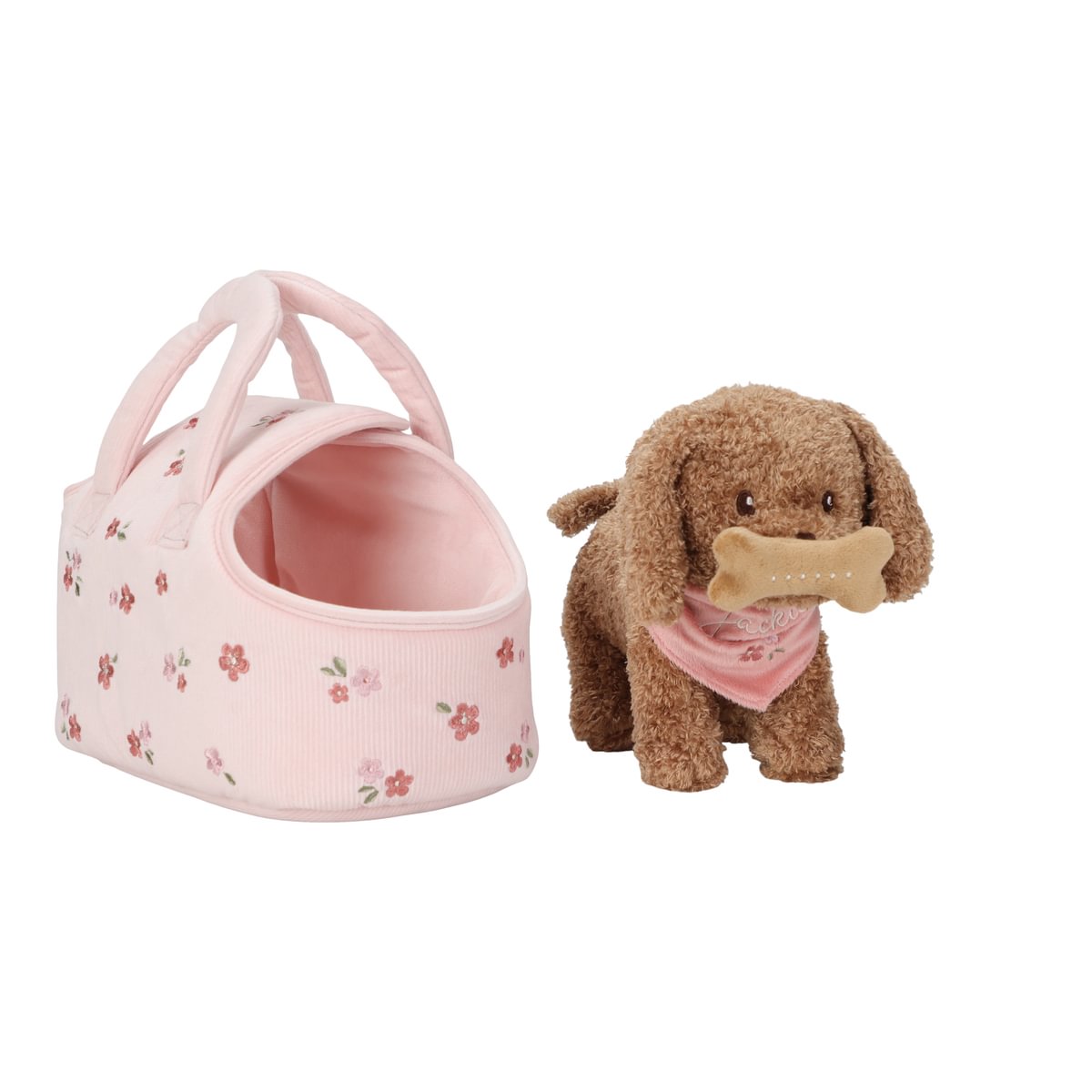Peluche chien Jackie dans un sac GRS