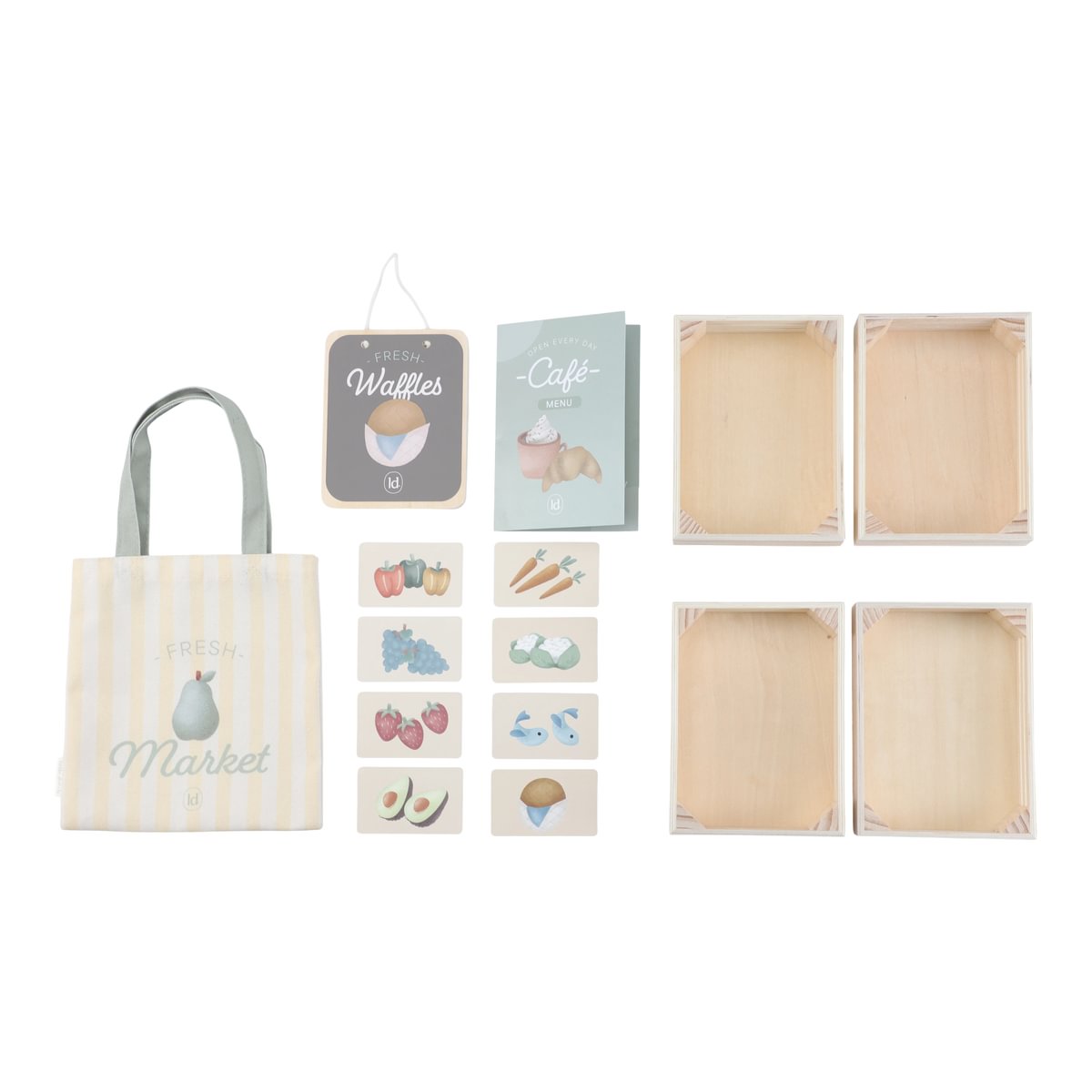 Marktstand & Café aus Holz – 2-in-1 Spielstand