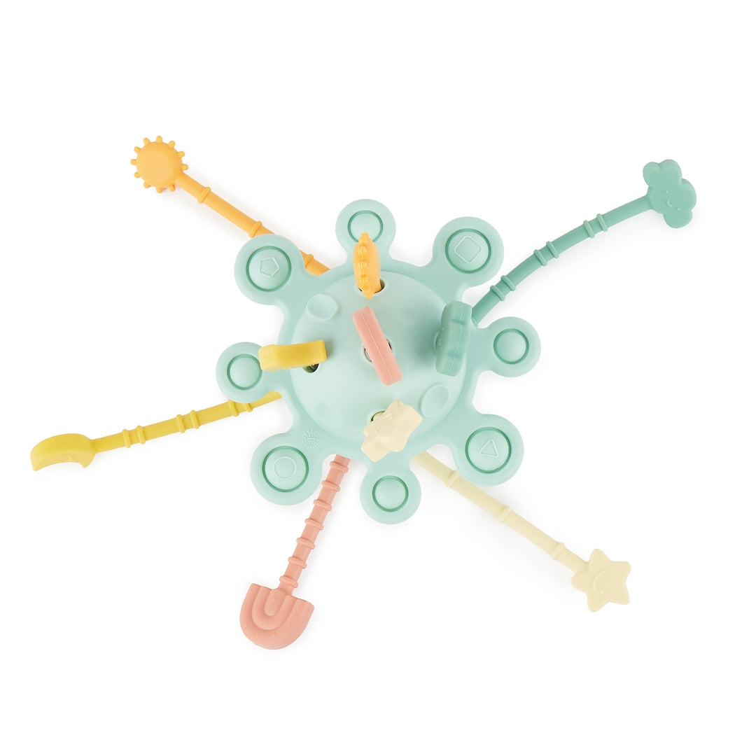 Jouet d'activité Montessori en silicone Planète - Eucalyptus | bieco