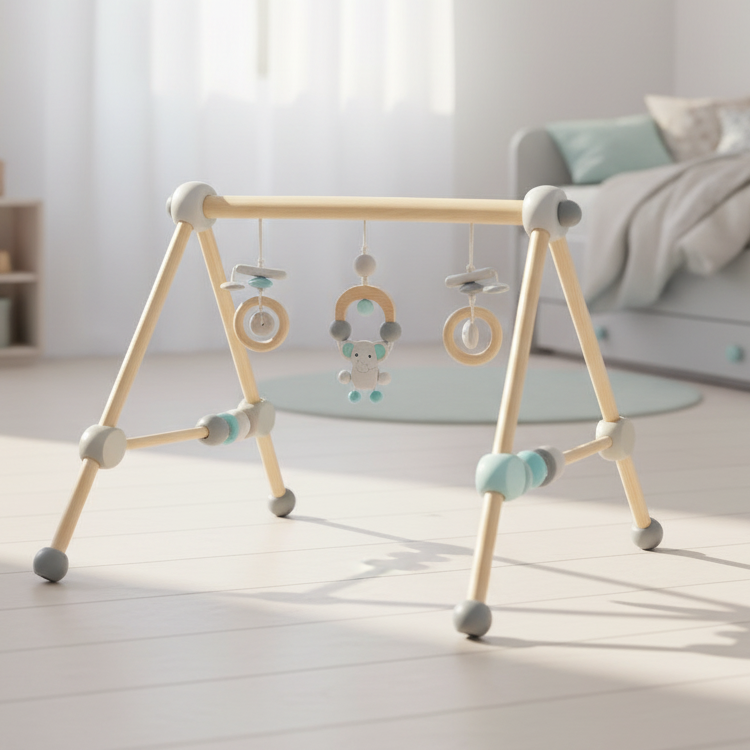 Spielbogen Elefant aus Holz für Babys | Schmatzepuffer