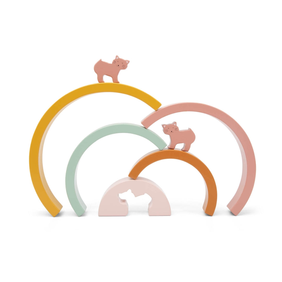 Rainbow Stacking Game Made of Wood - Mrs. Cat | Trixie