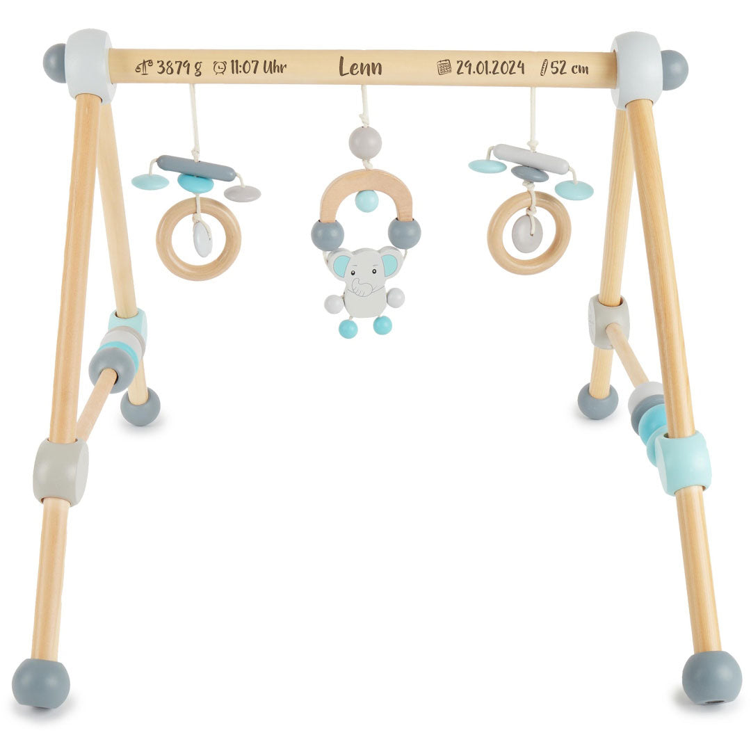 Elephant Wooden Play Gym for Babies | Schmatzepuffer