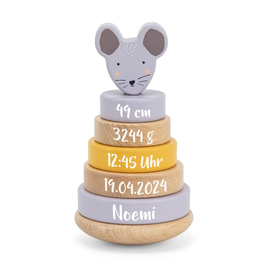 Stapelturm Holz - Frau Maus - Zur Geburt | Trixie