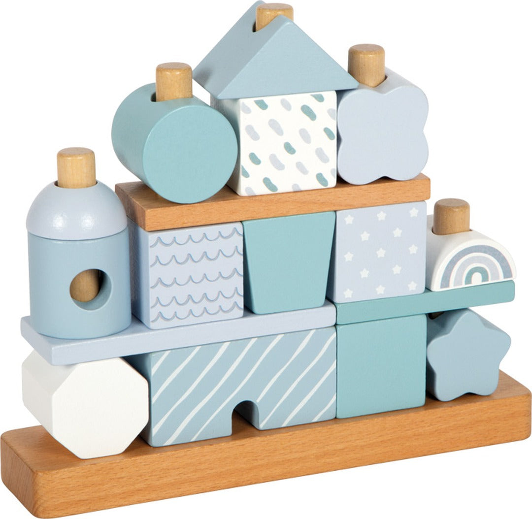 Personalized blue stacking house for a newborn | small foot by Schmatzepuffer