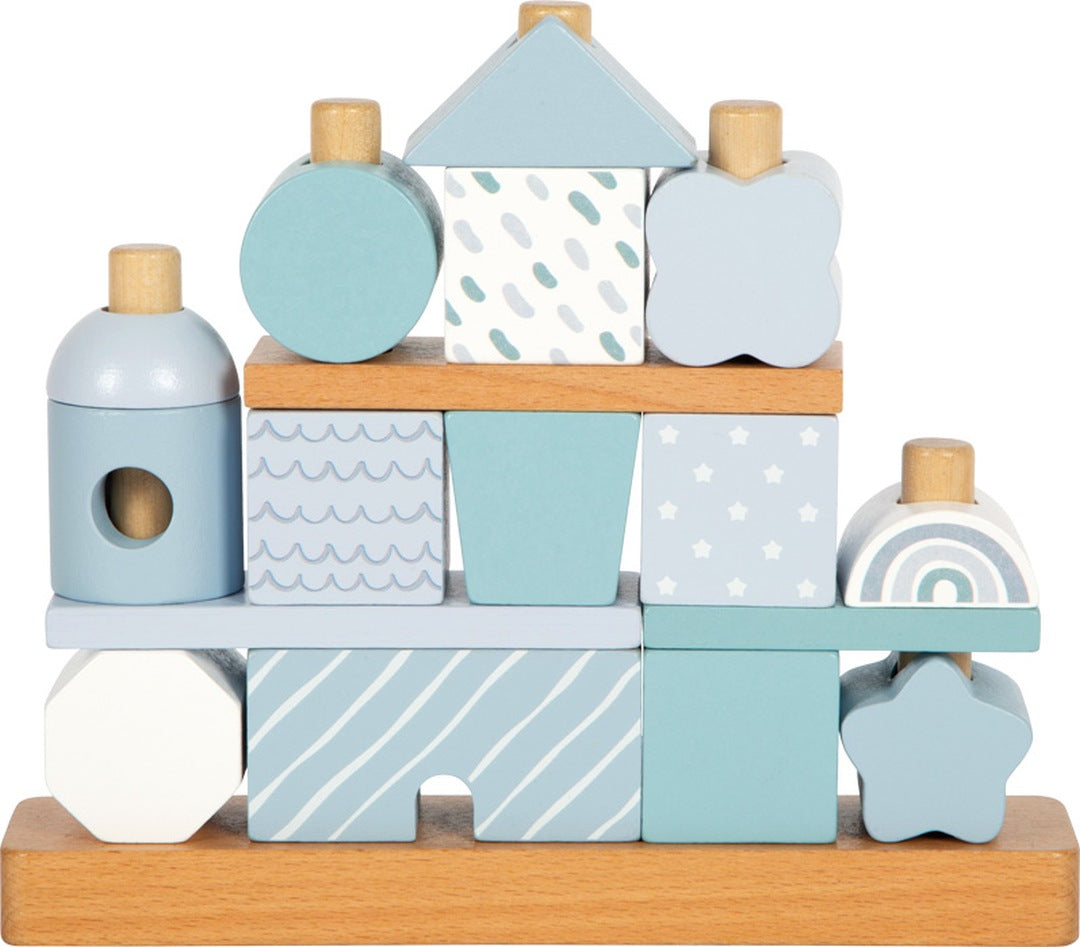 Personalized blue stacking house for a newborn | small foot by Schmatzepuffer