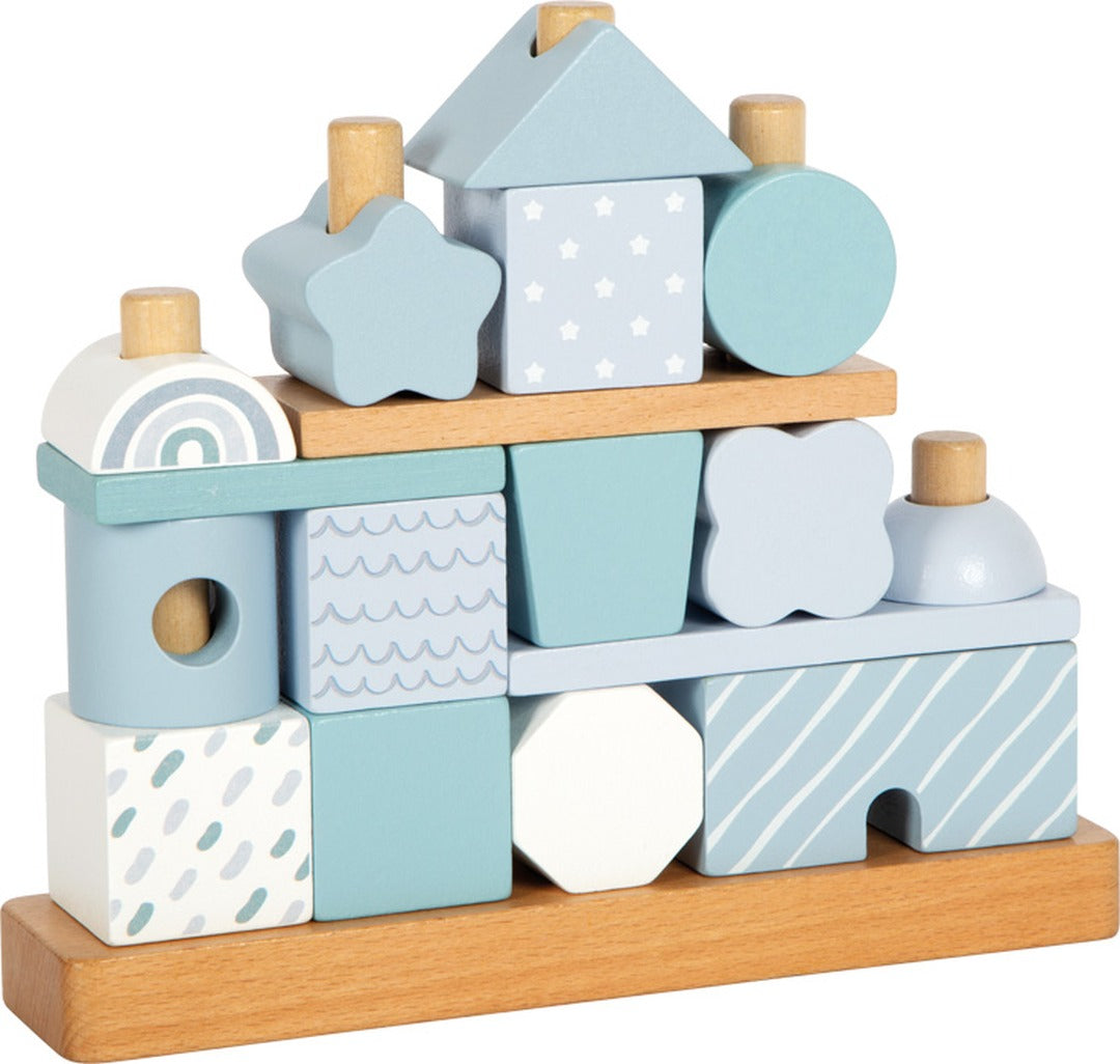 Personalized blue stacking house for a newborn | small foot by Schmatzepuffer