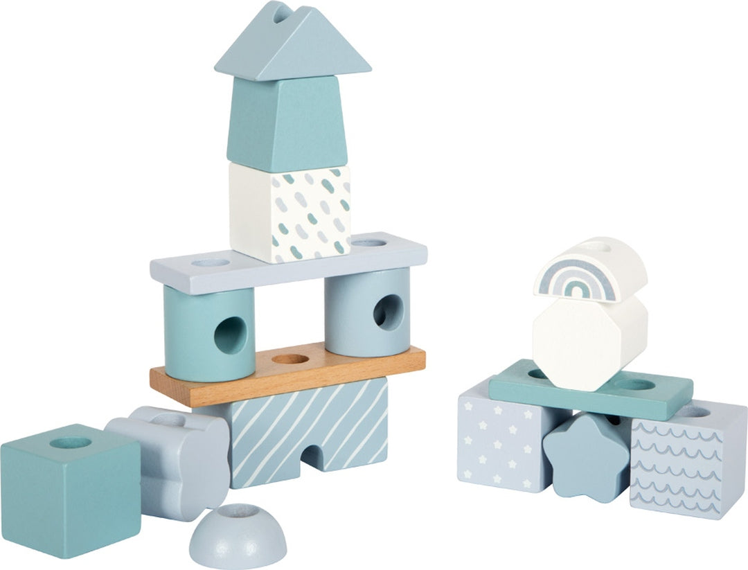 Personalized blue stacking house for a newborn | small foot by Schmatzepuffer