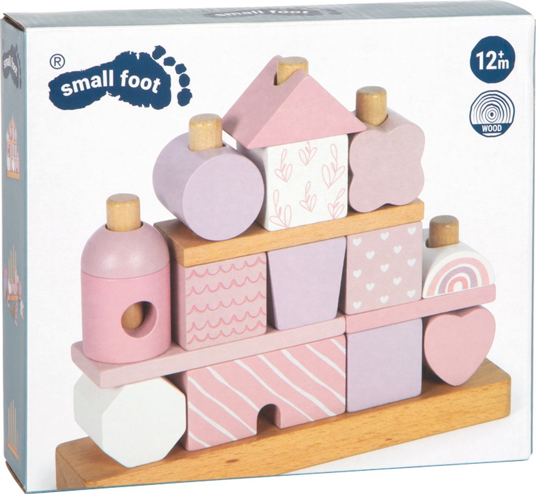 Personalized pink stacking house for a newborn | small foot by Schmatzepuffer