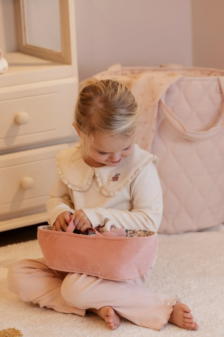 Pink baby doll in a basket | Little Dutch