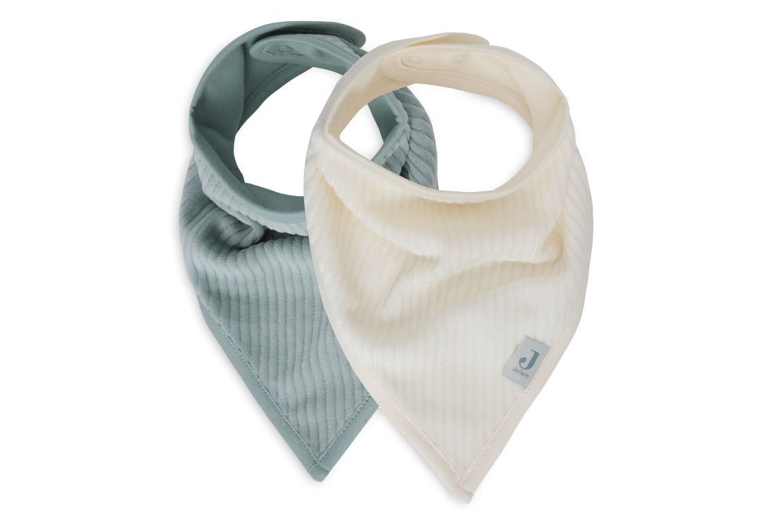 Bandana Lätzchen 2er-Set Velvet Rib, Sea Green/Ivory | Jollein