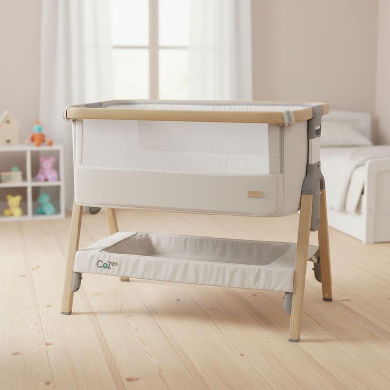 Beistellbett für Unterwegs, silber | Cozee