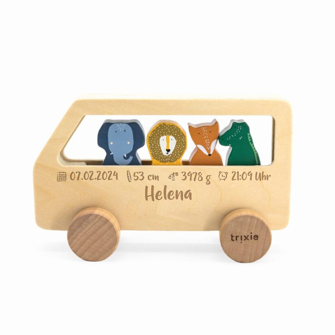 Wooden Animal Bus for Children – Wooden Motor Skills Toy | Schmatzepuffer