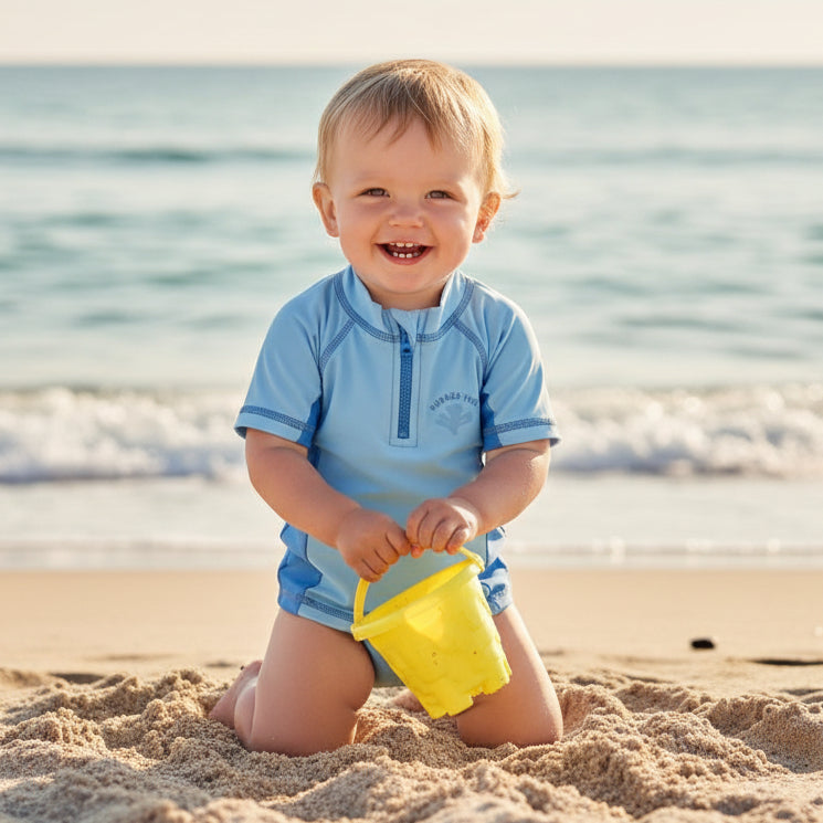 Short-Sleeve Swim Shirt Blue Whale – UV Shirt for Children
