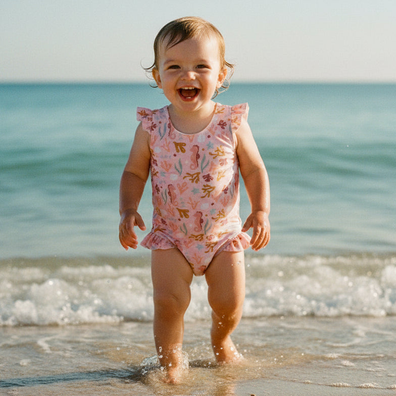 Badeanzug Rüschen Ocean Dreams Pink | Little Dutch