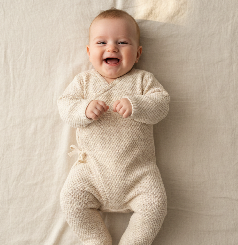 Wickel Strampler Gestrickter Sand | Little Dutch