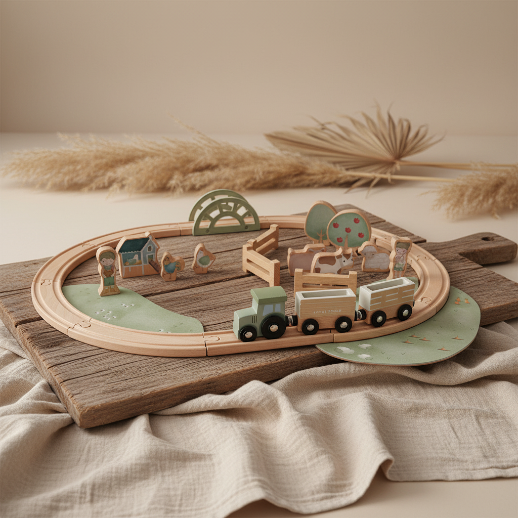 Holzeisenbahn Little Farm – Kreatives Holzspielzeug für Kinder