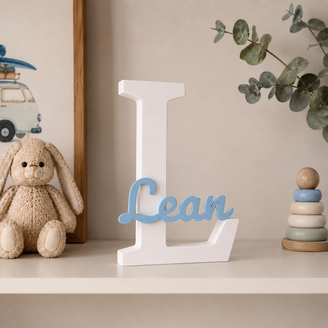 Personalised Name Plate with White Letter & Name in Colour of Choice