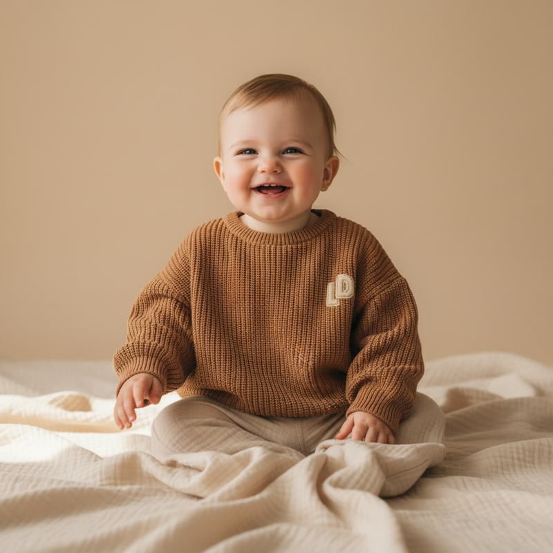 Gestrickter Pullover Brown für Babys und Kinder