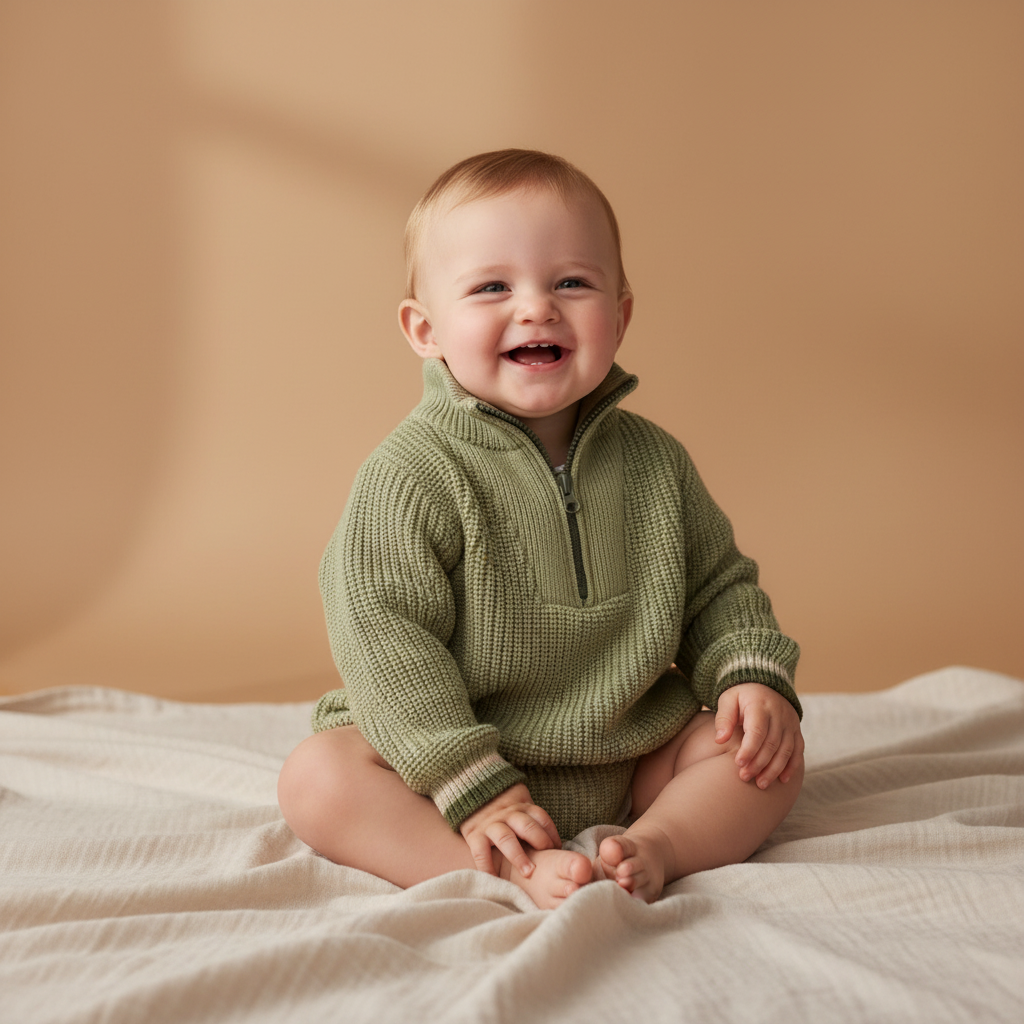 Gestrickter Pullover Green | Little Dutch