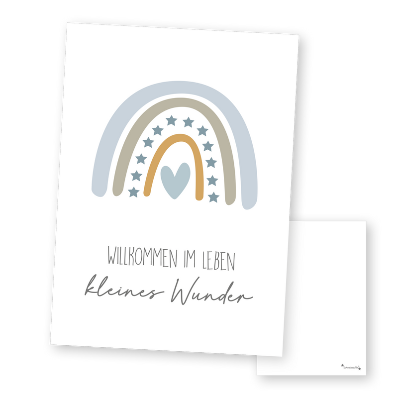 Greeting Card Blue "Little Miracle" for Birth