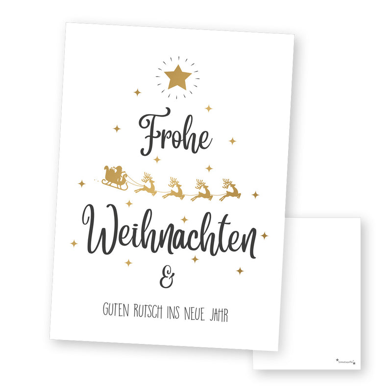 Grußkarte "Fröhliche Weihnachten" - Schlitten