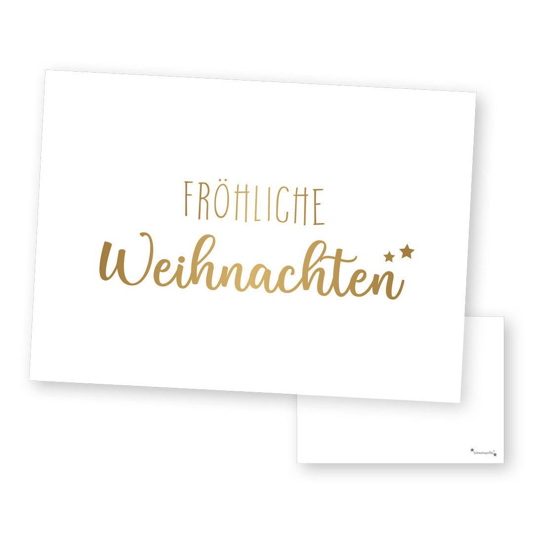 Weihnachtskarte Gold mit Weihnachtsgruß | Schmatzepuffer®
