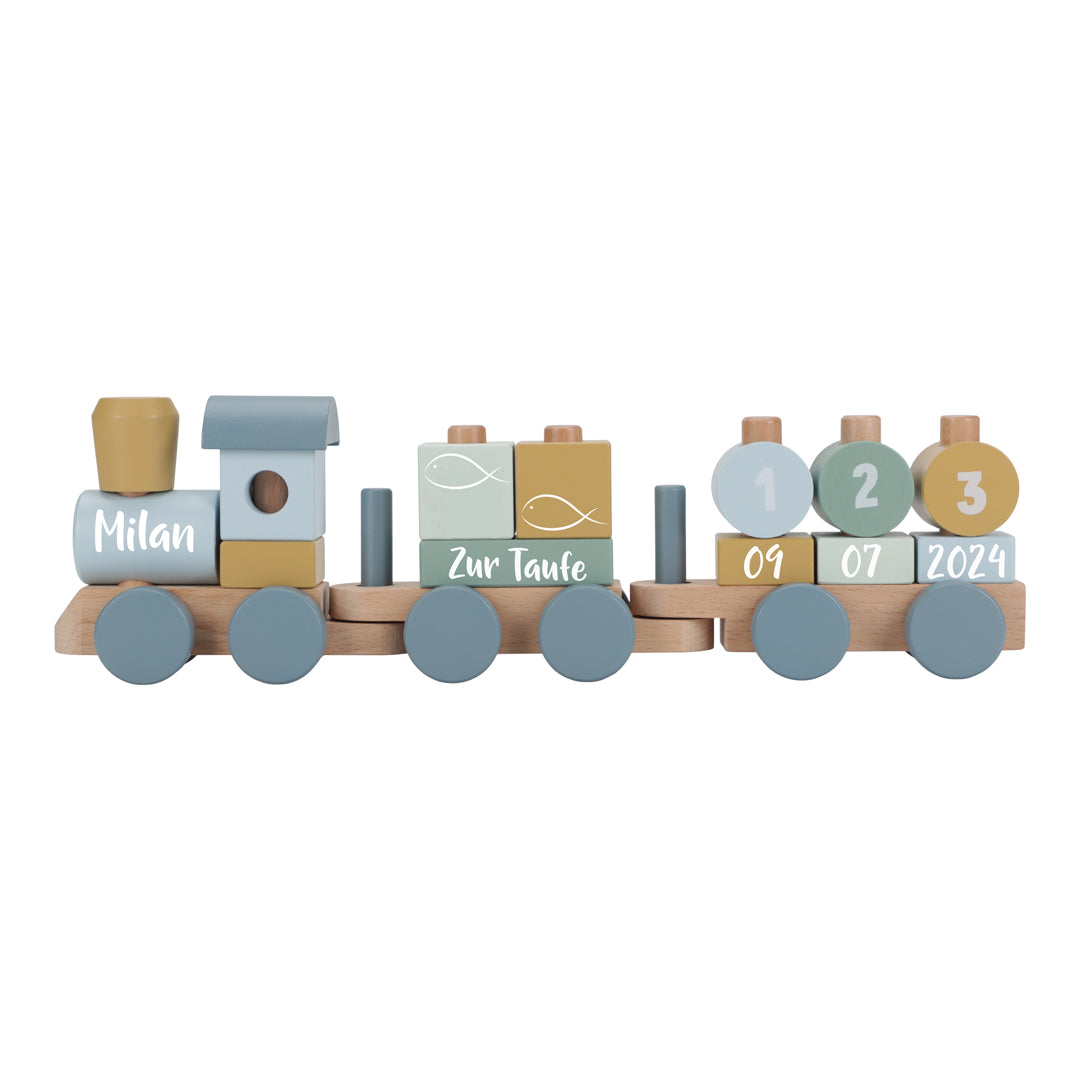 Personalized Wooden Train Forest Friends - Christening Gift