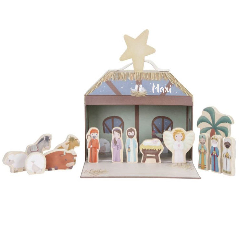 Personalisierte Weihnachtskrippe aus Holz – liebevolles Krippenspiel für Kinder