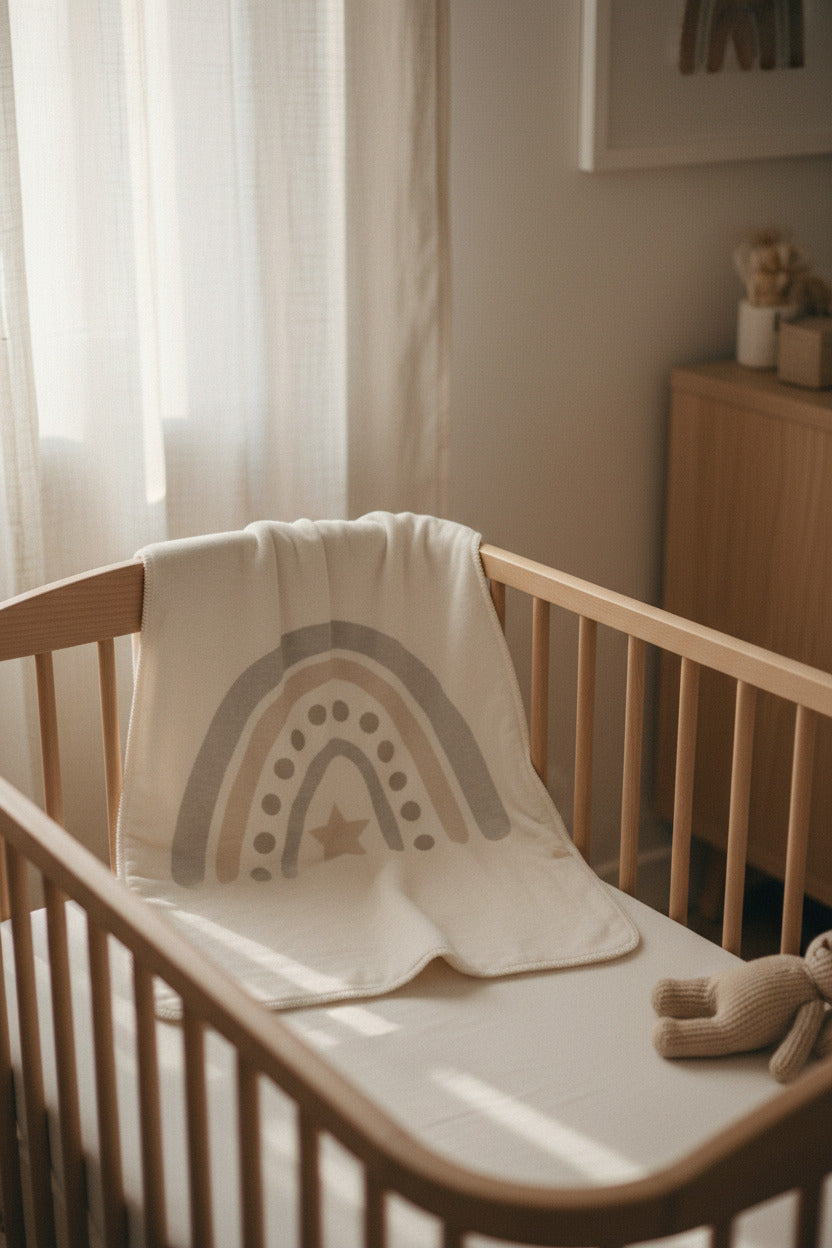 Rainbow Baby Blanket made from Organic Cotton – Birth Gift | Schmatzepuffer