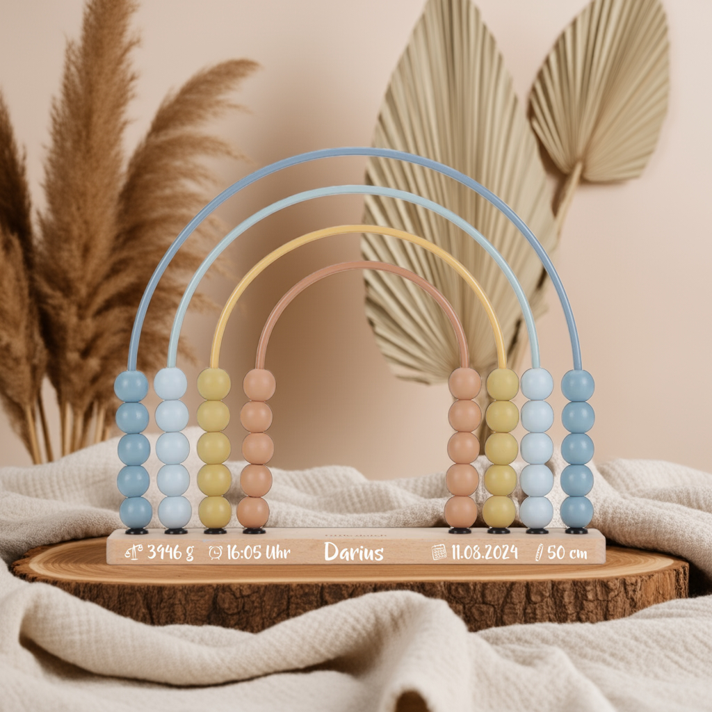 Regenbogen Abakus Forest Friends Blau – Lernspielzeug aus Holz