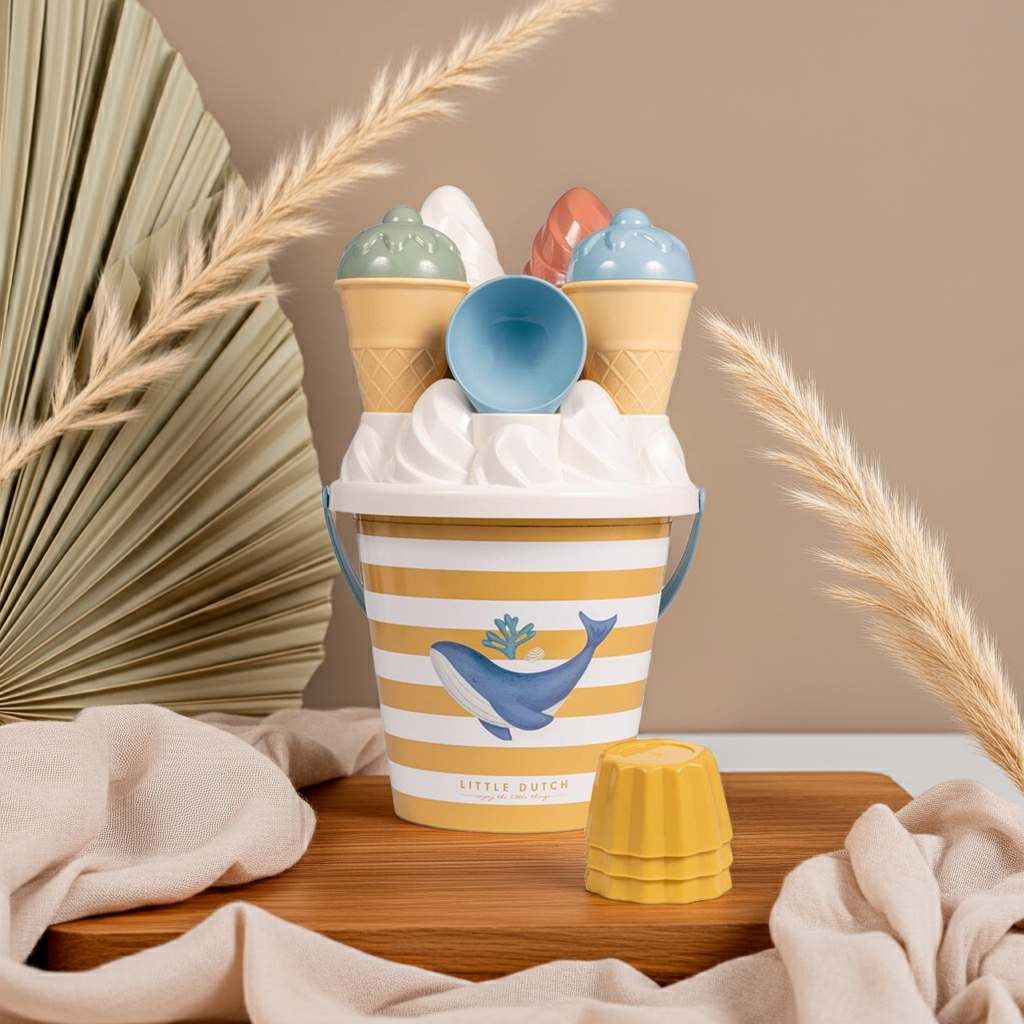 Eimer-Set Eiscreme für Kinder ab 18 Monaten – Sandspielzeug in Blau