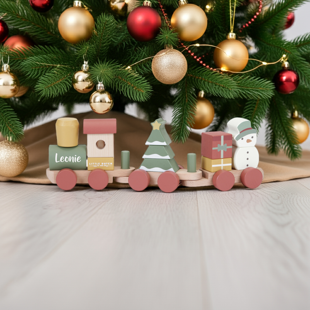 Personalisierter Holz-Zug Weihnachten – Geschenk zur Geburt