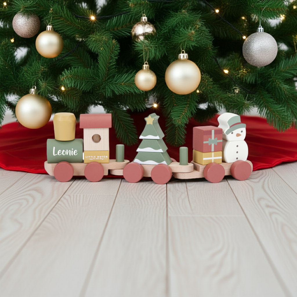 Personalisierter Holz-Zug Weihnachten – Geschenk zur Geburt