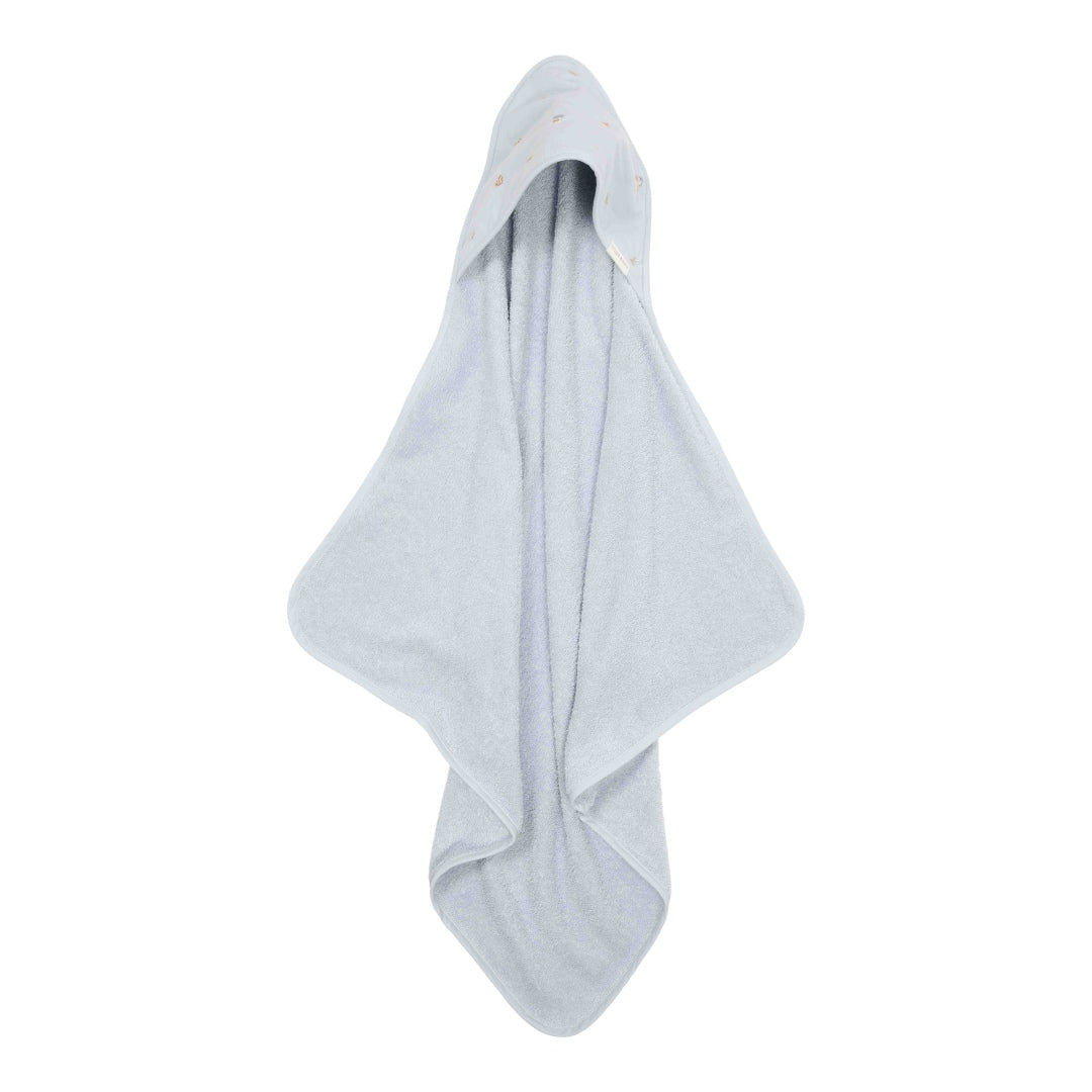 Embroidered hooded towel, blue, 75 x 75 cm | Little Dutch