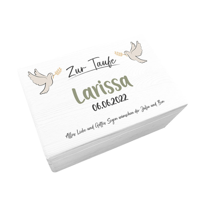 Personalisierte Erinnerungsbox Holz Weiß – Geschenk zur Taufe | Schmatzepuffer