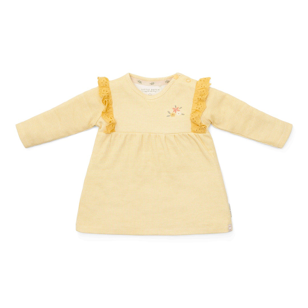 Langarm Kleid Warm Yellow kariert für Mädchen